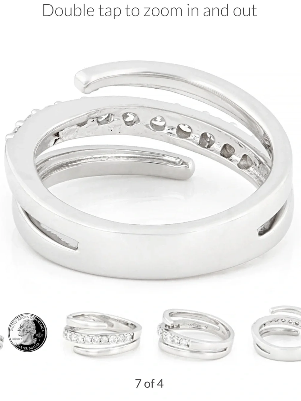 Lab grown diamonds Modern crossover Multi-Band Ring - 50.pts rhodium over 925